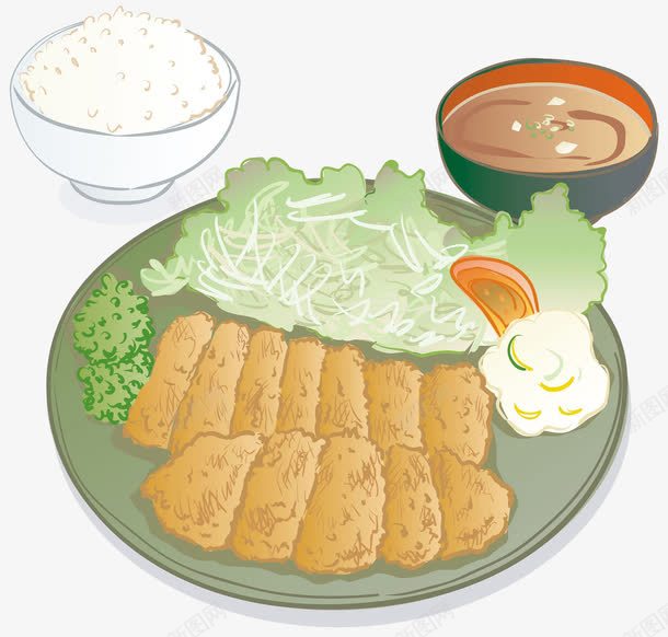 手绘韩国烤肉饭png免抠素材_新图网 https://ixintu.com 主食 烤肉 矢量手绘 米粒 美食 韩式料理 食物 饭粒