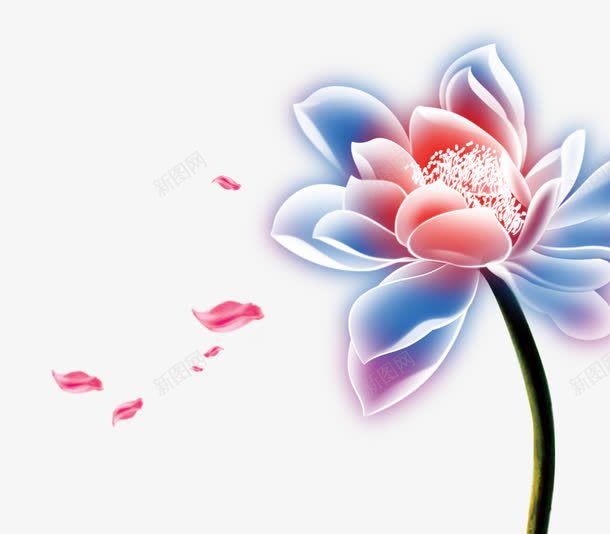 手绘渐变发光荷花png免抠素材_新图网 https://ixintu.com PNG 发光 唯美 手绘 渐变 荷花