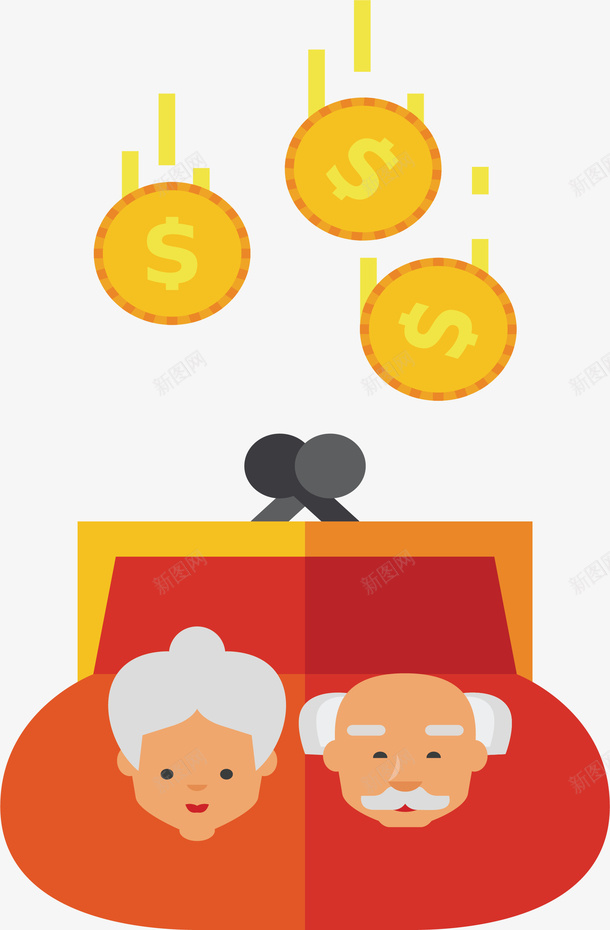金币钱包养老金计划png免抠素材_新图网 https://ixintu.com 养老金 攒钱 攒钱计划 矢量png 金币存钱 钱包