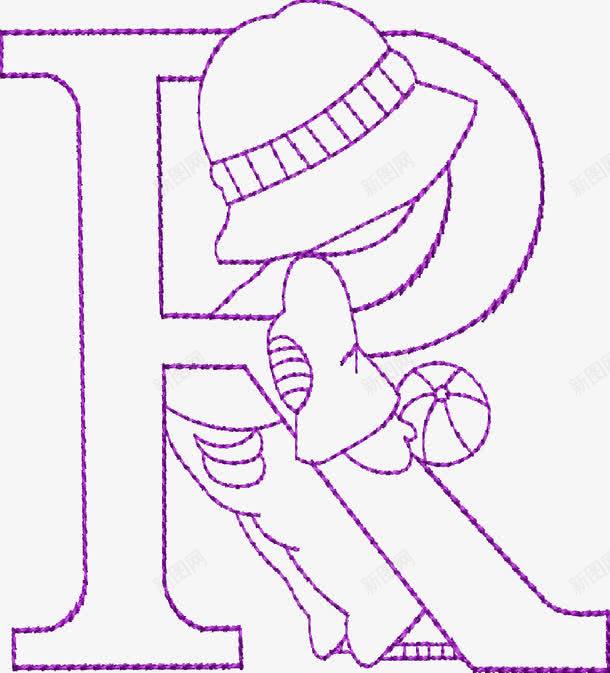 字母R与小孩png免抠素材_新图网 https://ixintu.com 创意字体 艺术字 英文