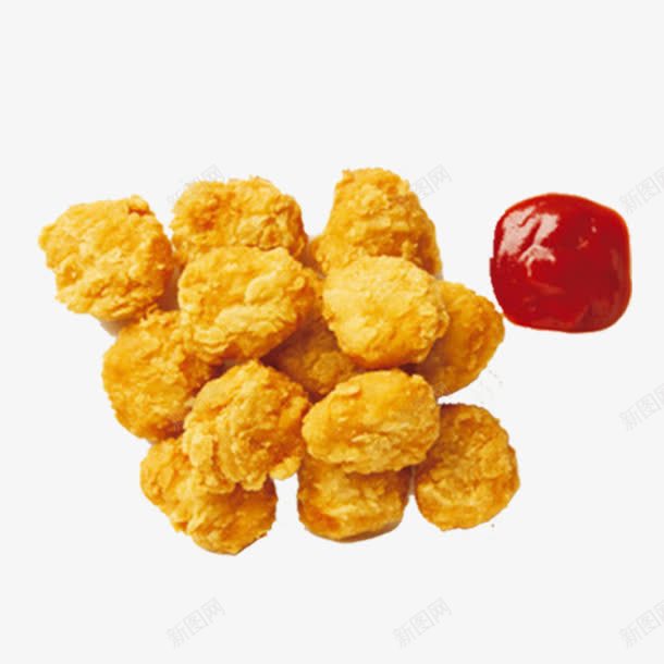 番茄酱鸡米花png免抠素材_新图网 https://ixintu.com 小吃 手绘 炸食 焦黄色的 番茄酱 简图 鸡米花