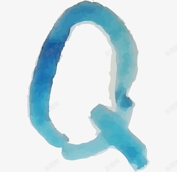 水墨英文字母Qpng免抠素材_新图网 https://ixintu.com 创意Q 卡通 水墨字母 水彩字母 英文 蓝色字母