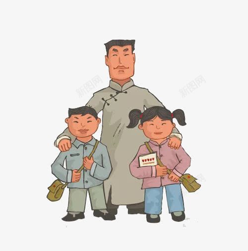 教师和孩子png免抠素材_新图网 https://ixintu.com 80年代 卡通 学生 手绘 教师节