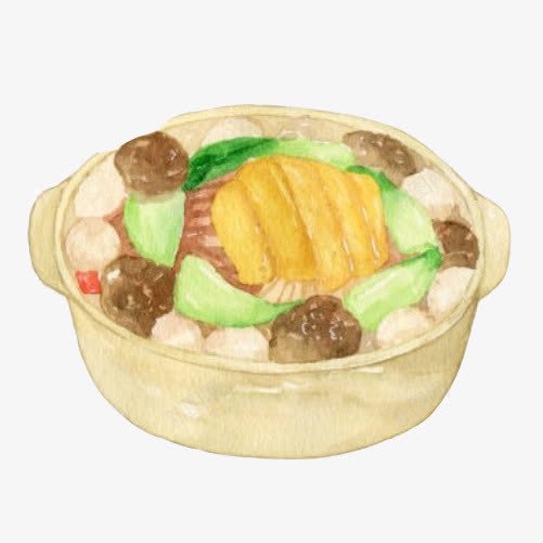 鱼丸火锅手绘画片png免抠素材_新图网 https://ixintu.com 手绘美食 水彩画 色彩画 鱼丸火锅