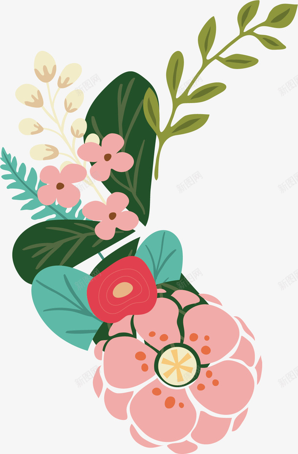 百花的盛开png免抠素材_新图网 https://ixintu.com 卡通 旅游 百花齐放 红色花瓣 花朵