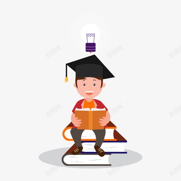坐在书上学习的学生png免抠素材_新图网 https://ixintu.com 书本 学习 学生 学生学习 课本