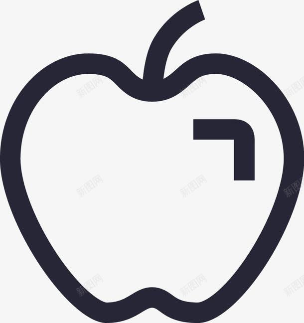 苹果黑白简笔画图标png_新图网 https://ixintu.com 手绘食物矢量免费下载 插画 苹果 苹果图标 餐饮LOGO 餐饮美食 黑白剪影 黑白绘画