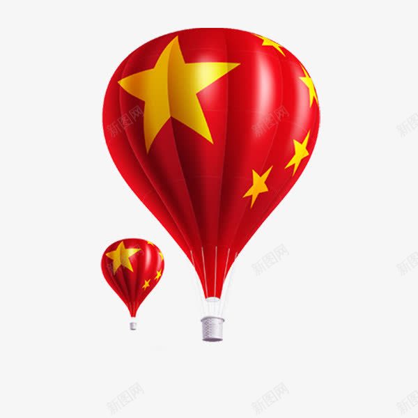 红色五角星爱国主题气球png免抠素材_新图网 https://ixintu.com 主题 五角星 气球 爱国 红色