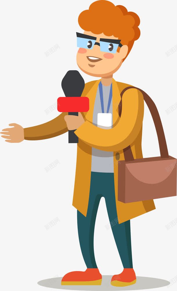 卡通采访记者人物矢量图ai免抠素材_新图网 https://ixintu.com 卡通人物 彩色 矢量图案 职业 记者 采访 矢量图