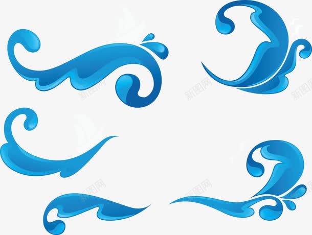 海浪和帆船海浪png免抠素材_新图网 https://ixintu.com 卡通海浪 帆船海浪 水花纹 海浪