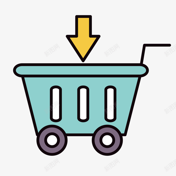 一个加入购物车的图标png_新图网 https://ixintu.com 一个图标 扁平化 手绘 电脑 网购 购物 购物车