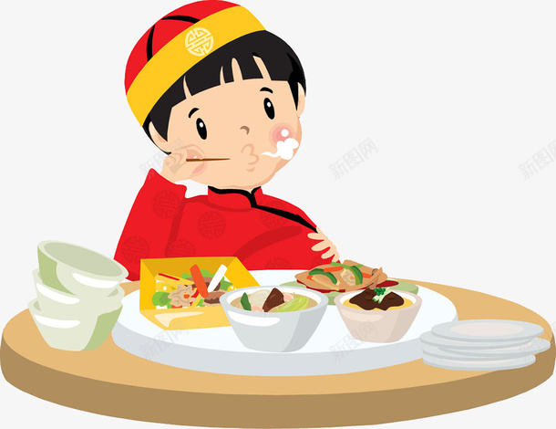 吃饭撑到打嗝的小孩子png免抠素材_新图网 https://ixintu.com 可爱 吃饭 吃饭表情 坐在餐桌前 手绘 打嗝 清朝 清纯 简约 美食