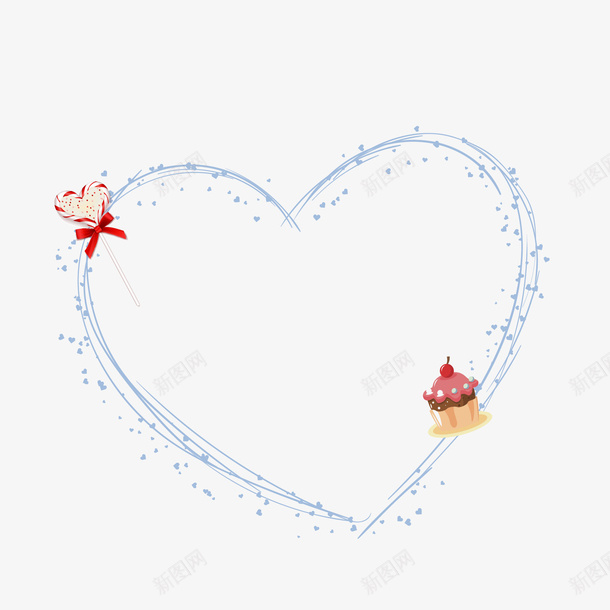 简约卡通边框爱心图案png免抠素材_新图网 https://ixintu.com 手绘线条爱心图案 糖果装饰 花纹 蛋糕装饰 边框