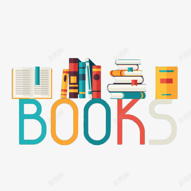 彩色英文书店logo图标png_新图网 https://ixintu.com 书店logo 书店商标 书本 书籍 卡通 彩色 手绘 英文