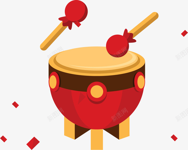 卡通节日大鼓装饰png免抠素材_新图网 https://ixintu.com 卡通大鼓 庆典装饰 精美 红包 红色 节日 鼓槌