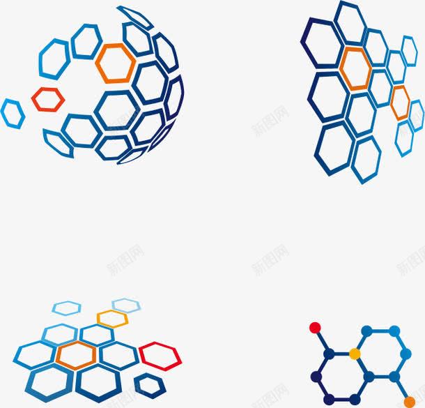 六边形图标矢量图ai_新图网 https://ixintu.com logo素材 六边形 几何图形 创意 基因图表 彩色 抽象 标志标识 矢量图