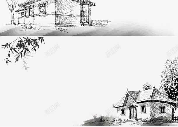 水墨文化庭院院墙png免抠素材_新图网 https://ixintu.com 亭台 屋檐 文化 景观 民俗 水墨庭院 江南 画意 经典 院落