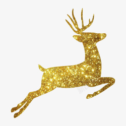 牡丹元素字体圣诞节小鹿金色飞奔高清图片
