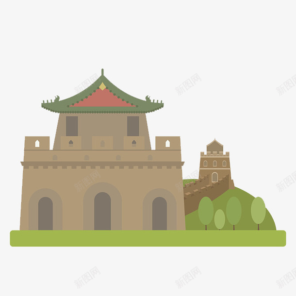 卡通手绘中国长城png免抠素材_新图网 https://ixintu.com 免抠 卡通 卡通手绘 古城 长城 长城卡通 长城标志