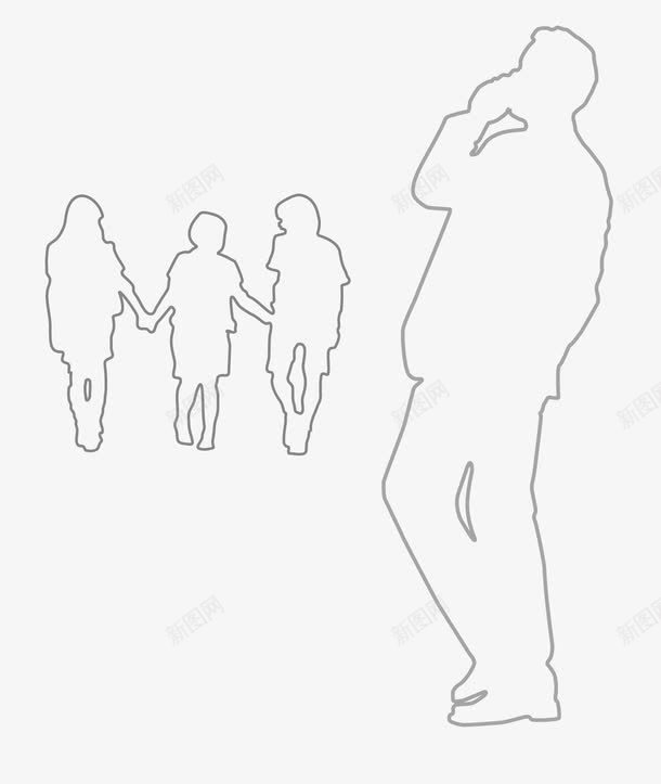 简约线条人物png免抠素材_新图网 https://ixintu.com 家庭 我的家人 打电话 打电话剪影 简约 线条人物