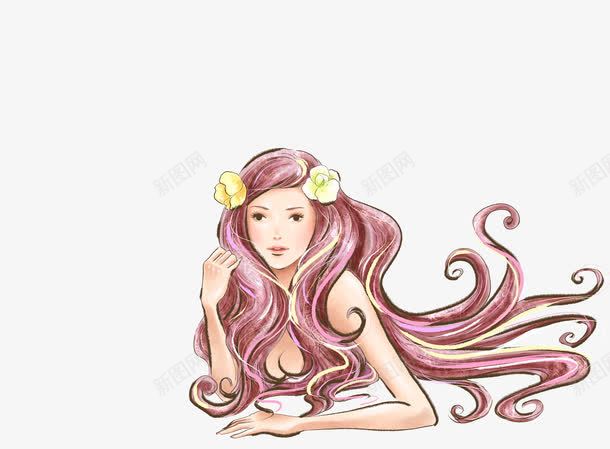 长头发女孩头像png免抠素材_新图网 https://ixintu.com 女孩 婚庆 手绘服装 晚礼服 水彩人物 美容美发 花朵