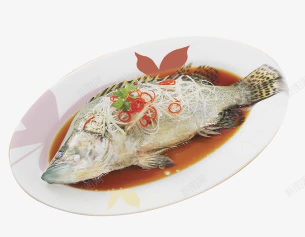 清蒸桂鱼png免抠素材_新图网 https://ixintu.com 地方美食 桂鱼 特色菜 葱 豉油 辣椒 闽菜 餐饮素材