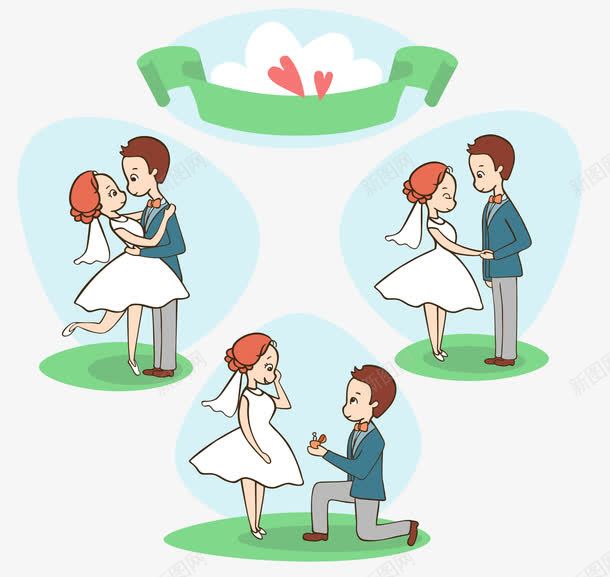 卡通情侣结婚矢量图ai免抠素材_新图网 https://ixintu.com 卡通 婚礼 情侣 求婚 牵手 结婚 矢量图