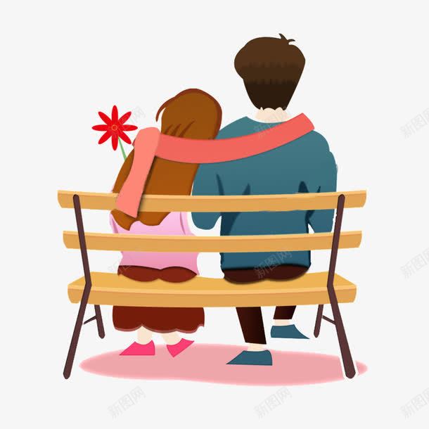 卡通坐在一起的情侣图png免抠素材_新图网 https://ixintu.com 一男一女 依偎情侣 卡通 恋人 恩爱的 情侣 椅子 红围巾 约会 背影