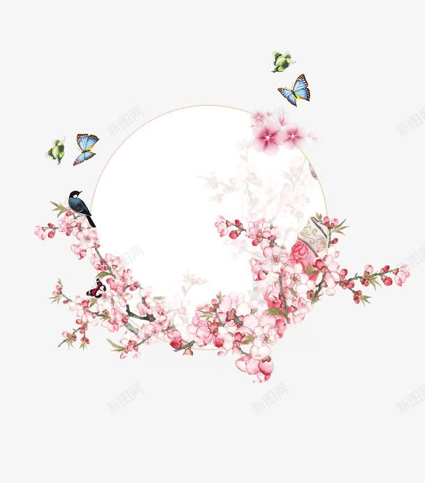 手绘桃花花环边框png免抠素材_新图网 https://ixintu.com 叶子装饰边框 小清新 手绘桃花花环边框 手绘画 手绘花草 树叶边框 桃花花圈 花朵装饰边框 花朵边框