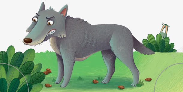 手绘生气的大灰狼png免抠素材_新图网 https://ixintu.com 创意插画设计 卡通贺卡封面 手绘插画