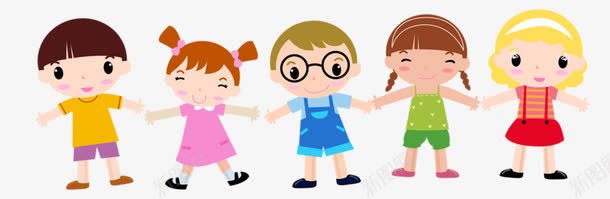 卡通手绘儿童娃娃png免抠素材_新图网 https://ixintu.com 儿童 可爱 幼儿园 手牵手 手牵手的小朋友