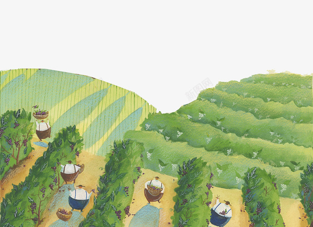 水彩装饰插图农田种植插画png免抠素材_新图网 https://ixintu.com 农田插画 水彩 种地插画 种植插画 绿色梯田 装饰插图