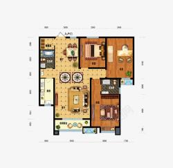 平面设计元素房屋户型彩色平面图高清图片