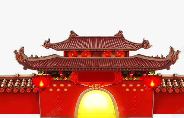 红色喜庆手绘大门口psd免抠素材_新图网 https://ixintu.com 喜庆 大门口 天安门 手绘 红色 红色喜庆手绘大门口 红色门口 门口