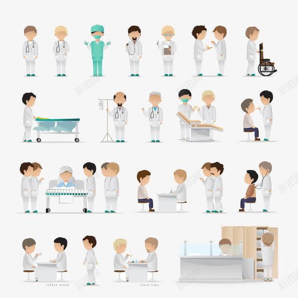 卡通医生人物图标png_新图网 https://ixintu.com 医生 医疗 医院 卡通人物 矢量素材 职业人物
