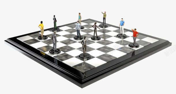 棋盘上的卡通人物png免抠素材_新图网 https://ixintu.com PK 卡通 商业 商务人士 成功人士 黑白棋盘