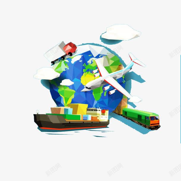 物流交通示意图png免抠素材_新图网 https://ixintu.com 卡通手绘 快递名片 物流行业 装饰 货船 飞机