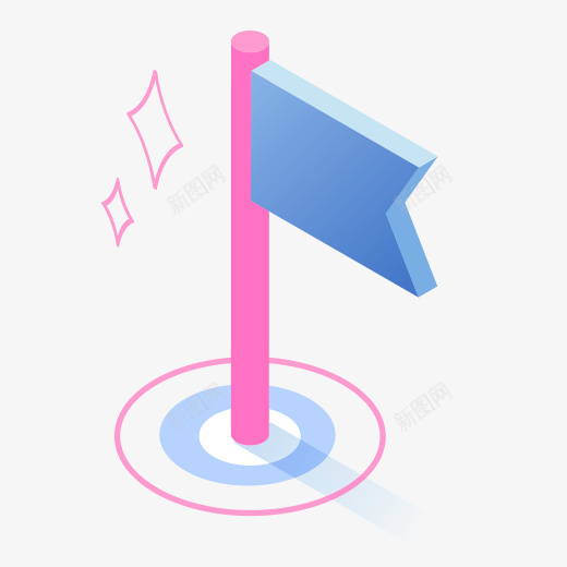 一个立体化的终点图标png_新图网 https://ixintu.com 25D图标 一个图标 位置 定位 旗子 立体化 终点