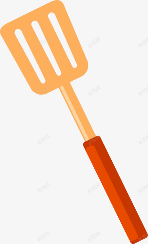 卡通黄色锅铲png免抠素材_新图网 https://ixintu.com 卡通锅铲 厨房用具 厨房用品 红色手柄 黄色铲子 黄色锅铲