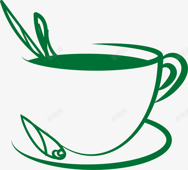 绿色线条茶叶茶杯png免抠素材_新图网 https://ixintu.com 喝茶 春茶 茶具 茶叶 茶杯 茶楼 茶艺 茶馆 装饰图案