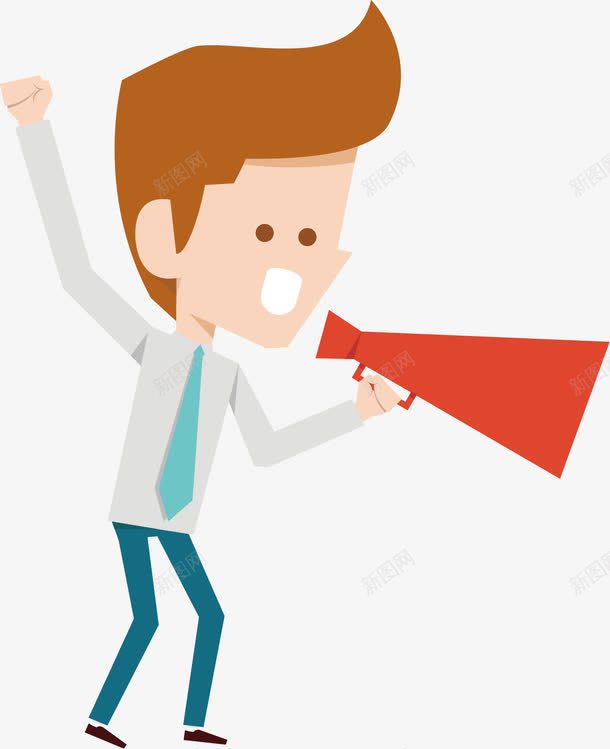 卡通商务人士矢量图ai免抠素材_新图网 https://ixintu.com 卡通元素 号外号外 商务人士 喇叭 喊话 矢量图 职场人物 运动健身