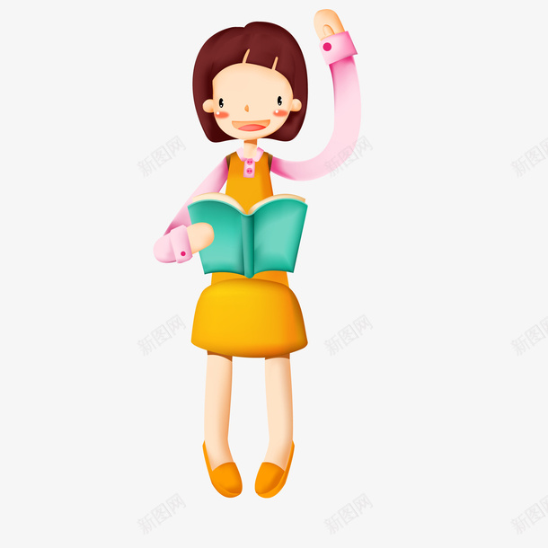 卡通手绘上课举手的女孩矢量图ai免抠素材_新图网 https://ixintu.com 上课 中小学生开学日 举手 人物设计 学习 矢量图 高举手臂
