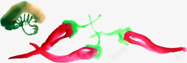手绘水墨蘑菇辣椒展板png免抠素材_新图网 https://ixintu.com 展板 水墨 蘑菇 辣椒