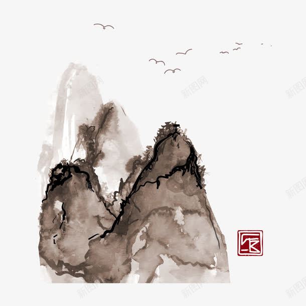 中国风雅致山水水墨画png免抠素材_新图网 https://ixintu.com 中国风 山水画 水墨 装饰
