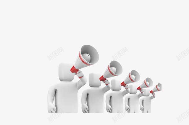 拿着喇叭的人png免抠素材_新图网 https://ixintu.com 企业招聘 兼职广告 兼职招聘 号外号外 呐喊 宣传 拿着喇叭的人物 白色小人 红白喇叭