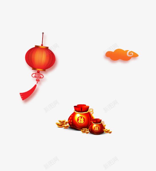 2017新年好png免抠素材_新图网 https://ixintu.com 2017 元宝 新年好 灯笼 祥云 红包 红色 鸡年