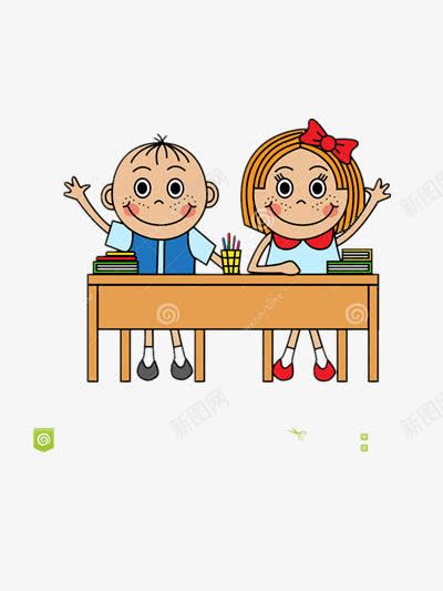 上课的小孩png免抠素材_新图网 https://ixintu.com 举手 学生 课桌课本