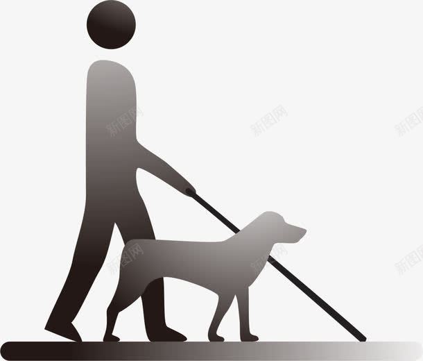 银色渐变导盲犬盲人png免抠素材_新图网 https://ixintu.com 全国助残日 卡通导盲犬 导盲犬 残疾 渐变盲人 盲人 装饰图案