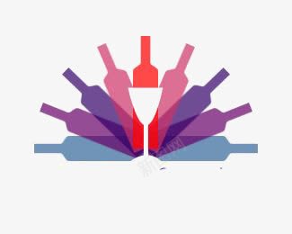 红酒瓶子图标png_新图网 https://ixintu.com 创意瓶子 彩色瓶子 红酒LOGO 酒杯 高脚杯