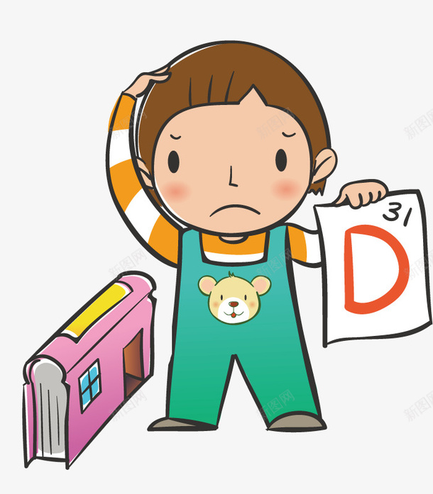 难过的学生png免抠素材_新图网 https://ixintu.com 书本 可爱 学生 差评 心情不好 成绩 手摸头 扶头 摸头 摸头图片 试卷 难过的